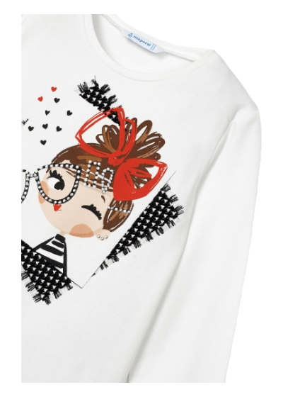 Mayoral Girls Age 4 Long-sleeved Graphic Print  Textured Top