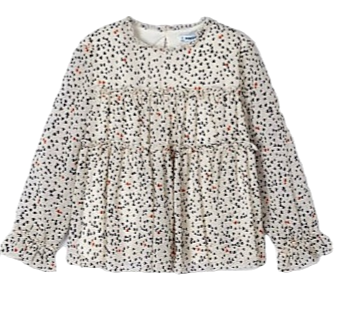 Mayoral Girls Age 4 Long-Sleeved Chiffon Heart Printed Blouse