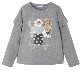 Mayoral Girls Age 4 Long-Sleeved Textured Print Top