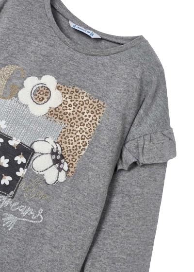 Mayoral Girls Age 4 Long-Sleeved Textured Print Top