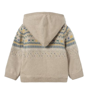 Mayoral Age 12 Months Boys Furry Lined Knitted Hooded Cardigan