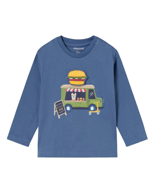 Mayoral 12 Month Boys Long Sleeved Printed, Interactive Tee