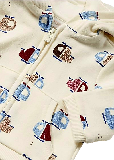 Mayoral Newborn Boys Helicopter Print Three-Piece Sustainable Cotton Outfit