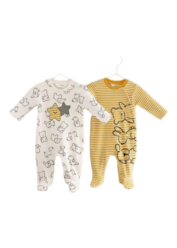 Mayoral Newborn Twin-Pack Cotton Sleep Suit Set