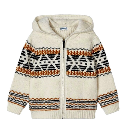 Mayoral Age 4 Boys Chunky Knit Hooded Cardigan