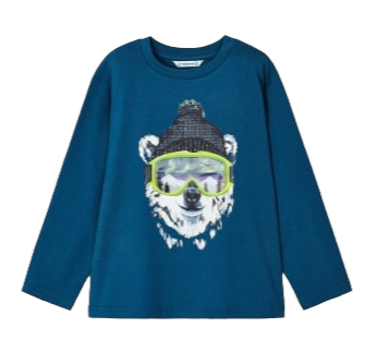 Mayoral Age 4 Boys Long sleeved Bear Print Interactive Top