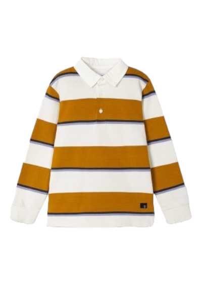 Mayoral Age 4 Boys Long-Sleeved Striped Polo Shirt