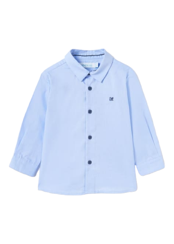 Long Sleeved Blue 'Dobby' Shirt