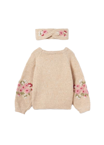 Abel & Lula Age 3/4 Girls Floral Embroidered Knitted Jumper