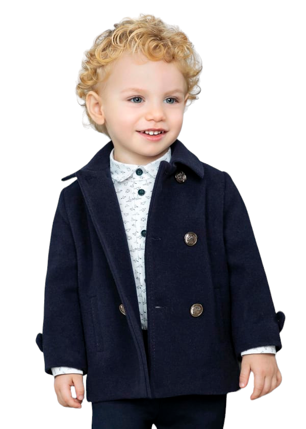 Abel & Lula Boys Age 12 Months Navy Wool Coat