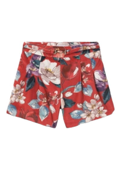 Mayoral Girls Age 8 Red Floral Printed Wide Leg Shorts