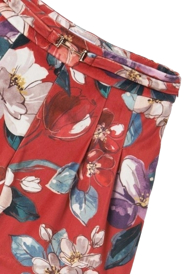 Mayoral Girls Age 8 Red Floral Printed Wide Leg Shorts