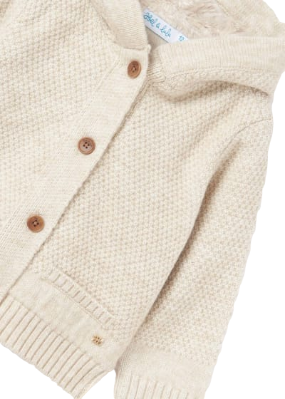 Beige Weave Knit Cardigan