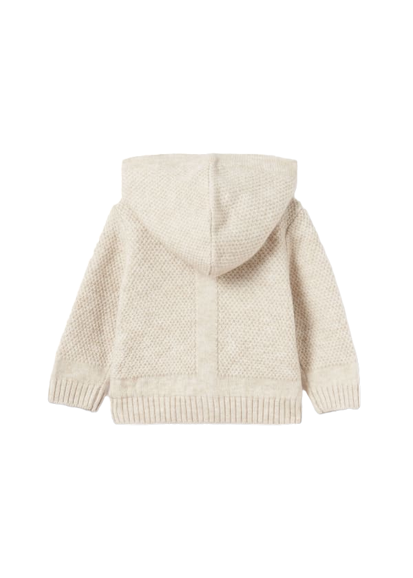 Beige Weave Knit Cardigan