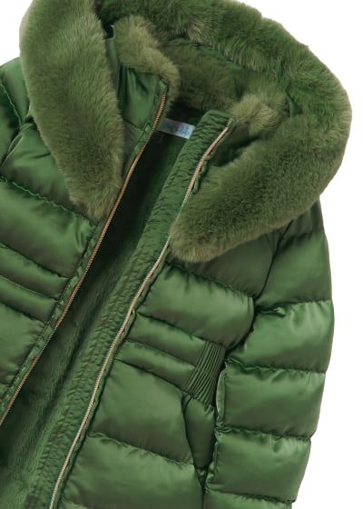 Abel & Lula Age 3/4 Girls Green Satin Puffer Jacket