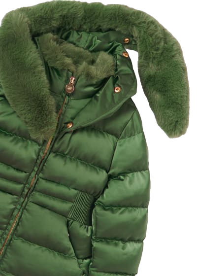 Abel & Lula Age 3/4 Girls Green Satin Puffer Jacket