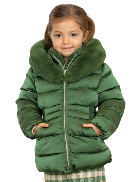 Abel & Lula Age 3/4 Girls Green Satin Puffer Jacket