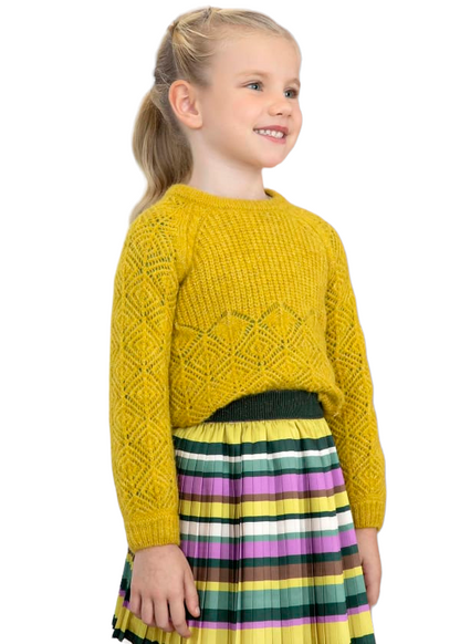 Abel & Lula Age 3/4 Girls Yellow/Green Knitted Jumper