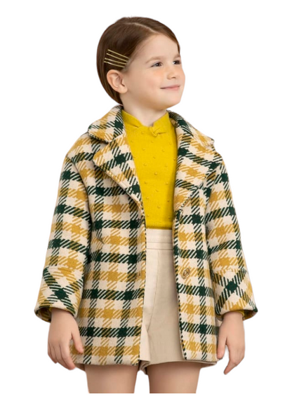 Copy of Abel & Lula Age 3/4 Girls Green Check Coat