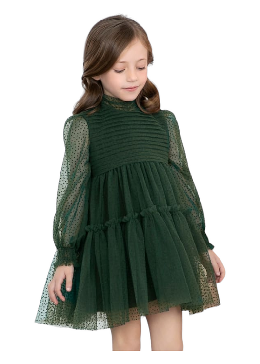 Abel & Lula Age 3/4 Girls Tulle Flocked Dress