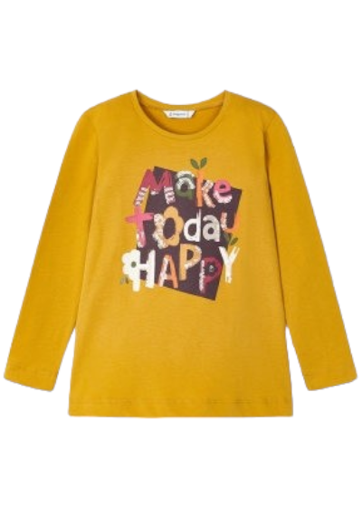 Mayoral Girls Age 4 Long-Sleeved Sequin Printed Top