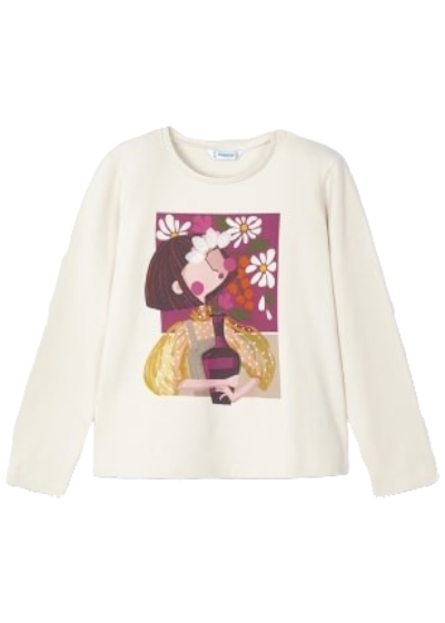 Mayoral Girls Age 4 Graphic Printed Long-Sleeved Top