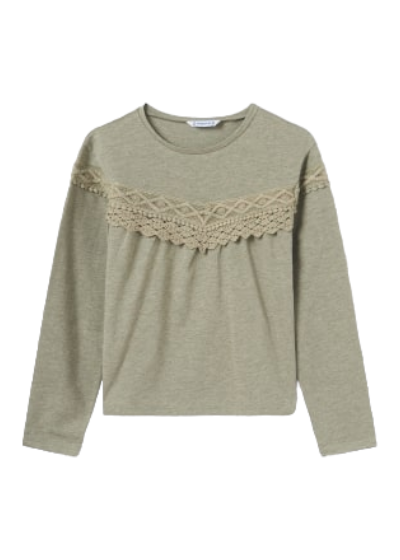 Mayoral Girls Age 8 Embroidered Long-Sleeved Top