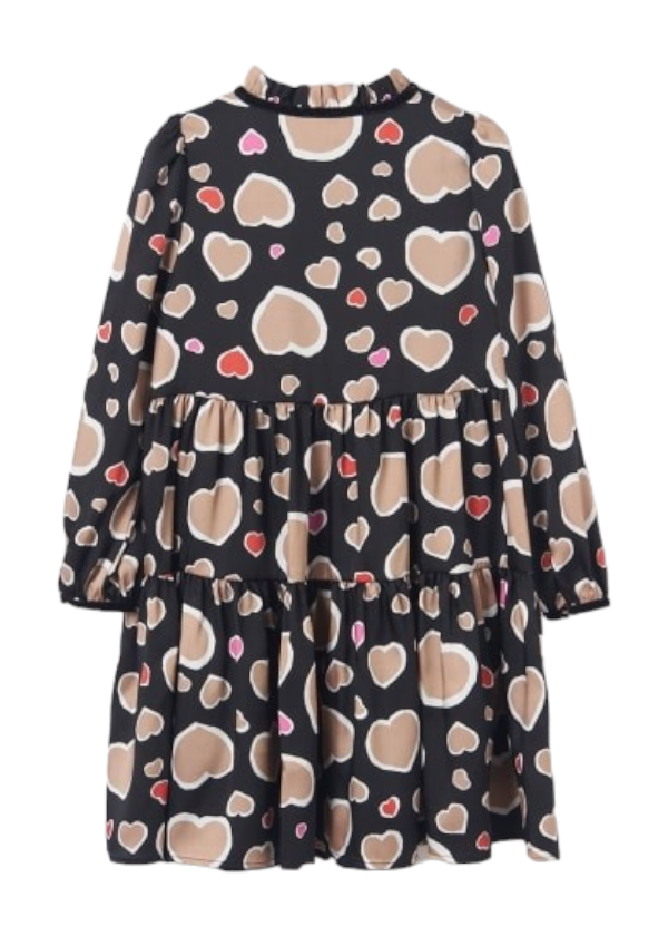 Abel & Lula Age 3/4 Girls Heart Print Satin Dress