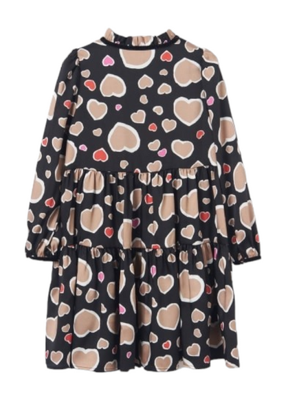 Abel & Lula Age 3/4 Girls Heart Print Satin Dress