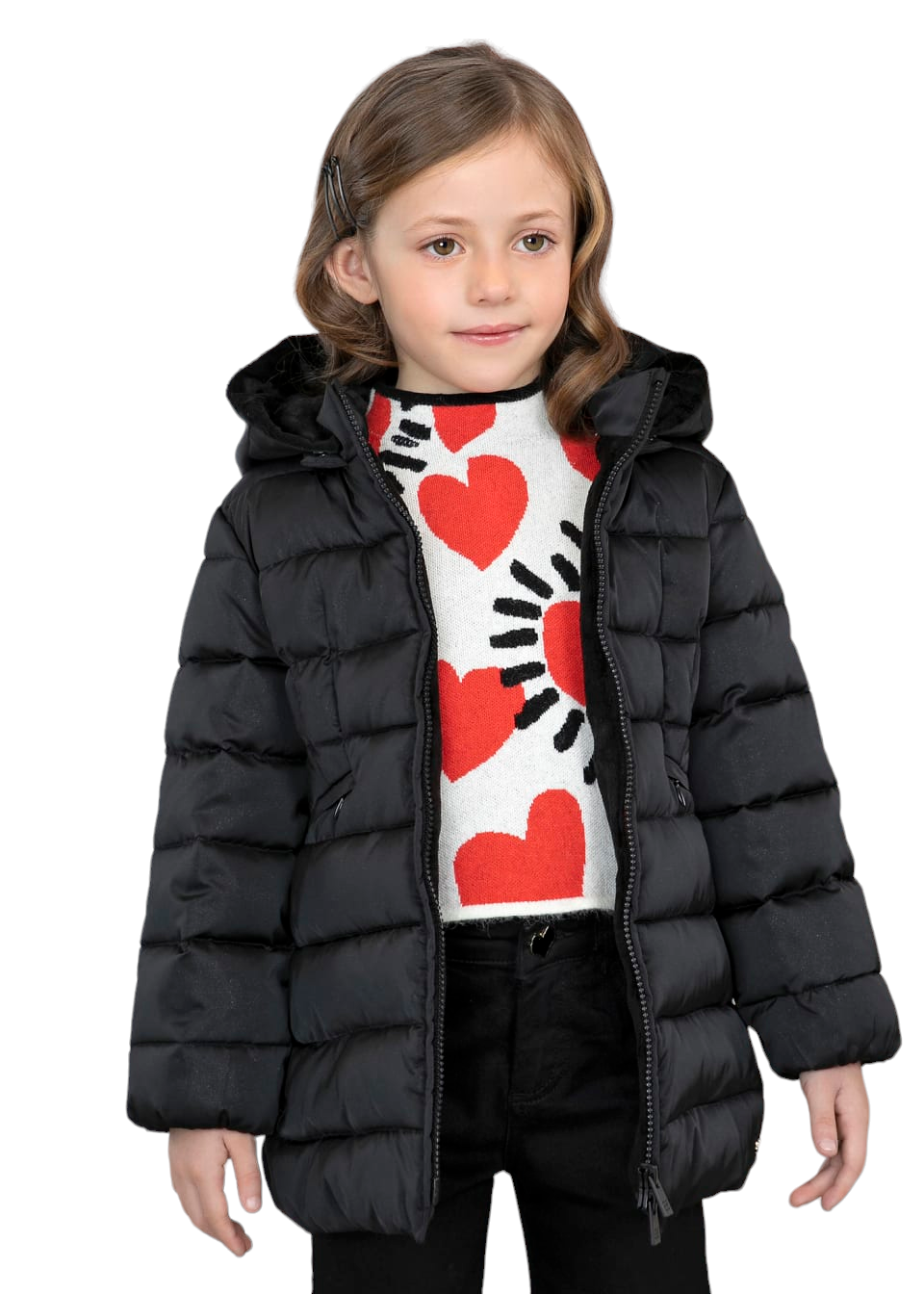 Abel & Lula Age 3/4 Girls Black Shimmery Puffer Jacket