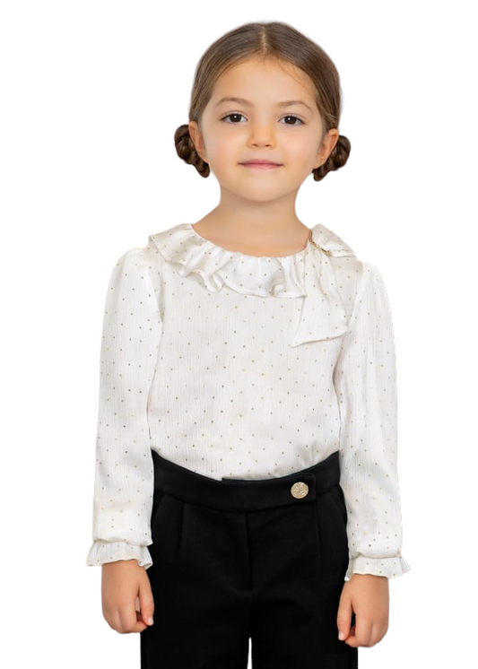 Abel & Lula Age 3/4 Girls Gold Polka Dot Blouse