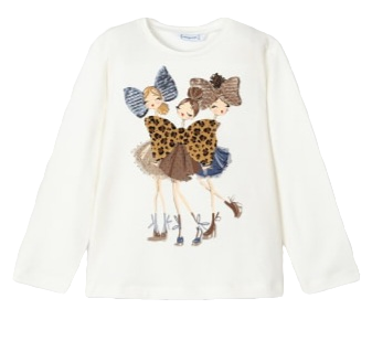 Mayoral Girls Age 4 Graphic Print Textured Long-Sleeved Top