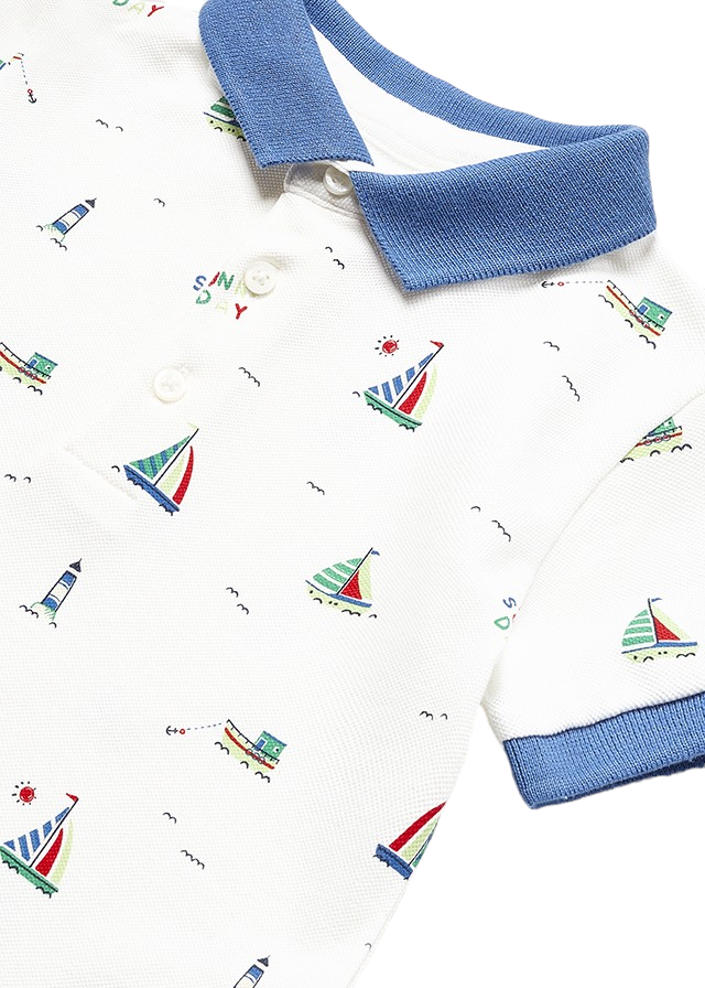 Copy of Mayoral Boys Sail Boat Printed Polo Shirt Age 12 Months