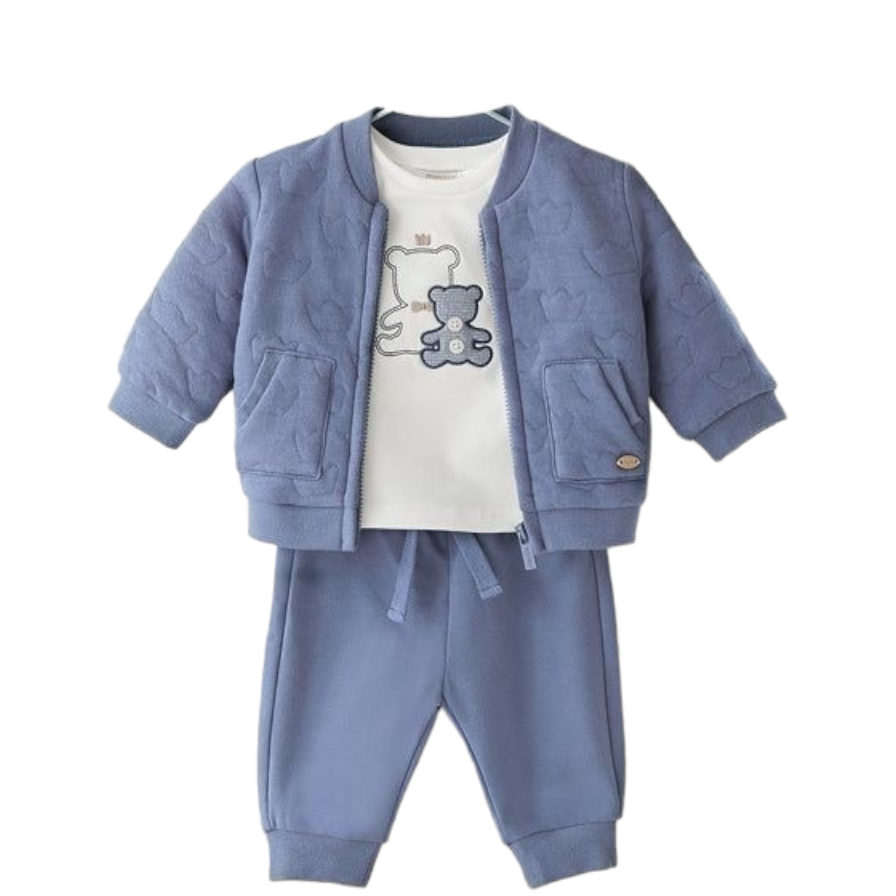 Mayoral Newborn Boys Embroidered Patch Three-Piece Sustainable Cotton Outfit