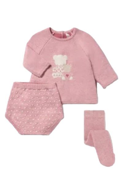 Mayoral Newborn Girls Three-Piece Knitted Cotton Jumper Set