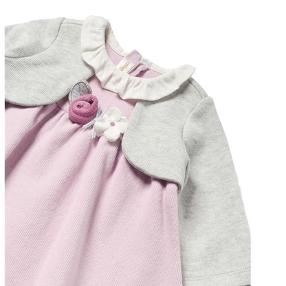 Mayoral Newborn Girls Knitted Cotton Dress With Attached cardigan