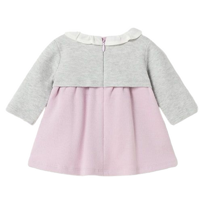 Mayoral Newborn Girls Knitted Cotton Dress With Attached cardigan