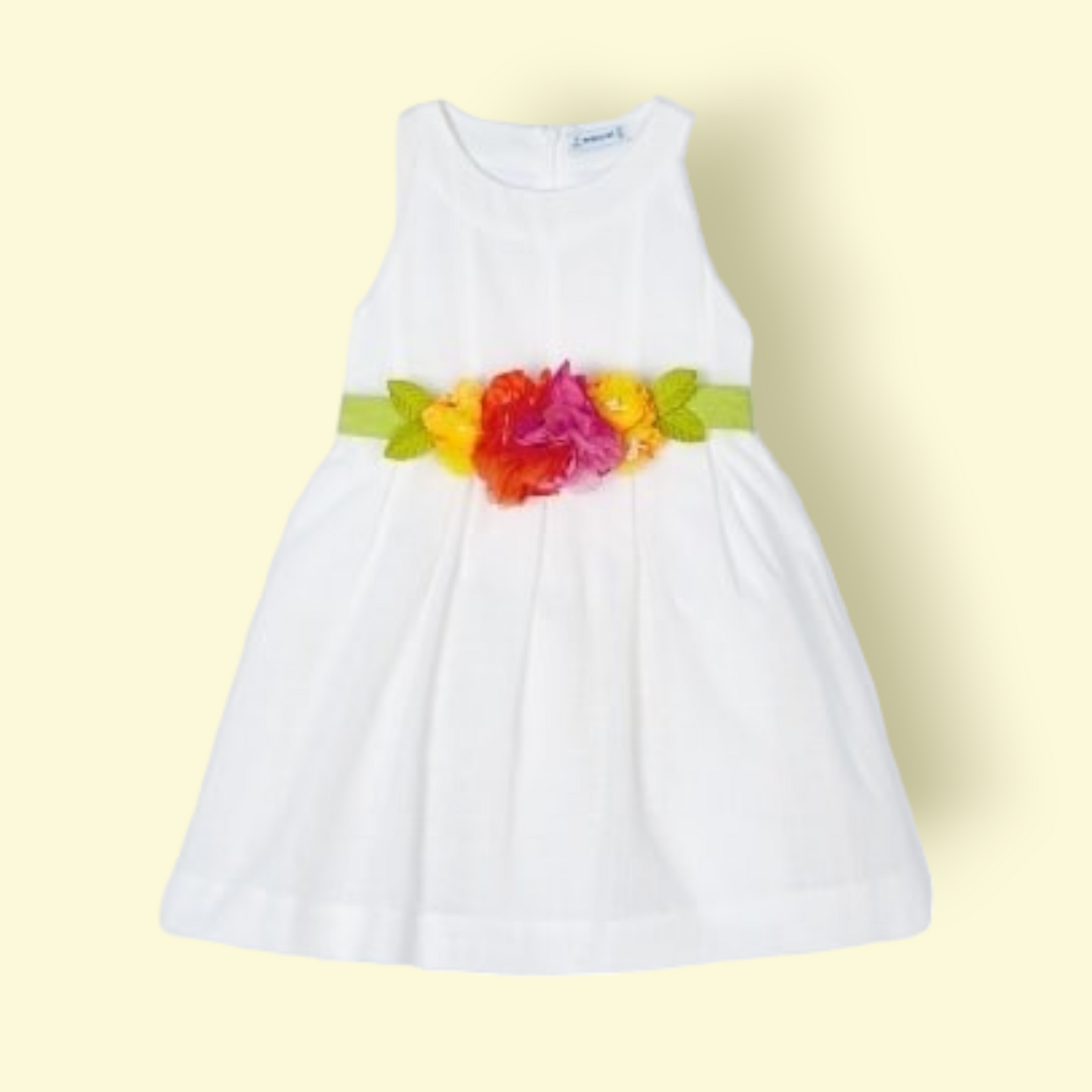 Mayoral Girls Age 4 Halter Neck Dress With Floral Belt & Headband