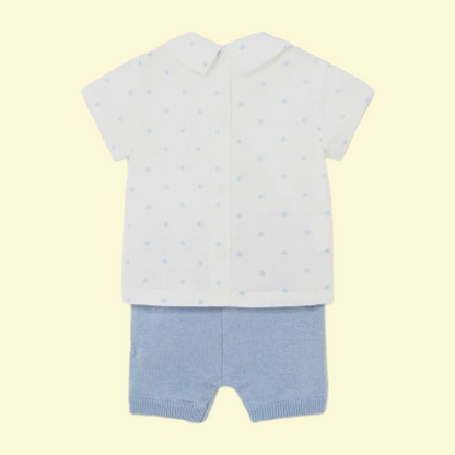 Mayoral Newborn Boys Knitted Shorts and collared Shirt Set