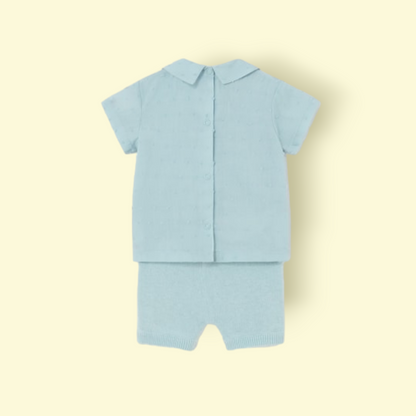 Mayoral Newborn Boys Knitted Shorts and collared Shirt Set