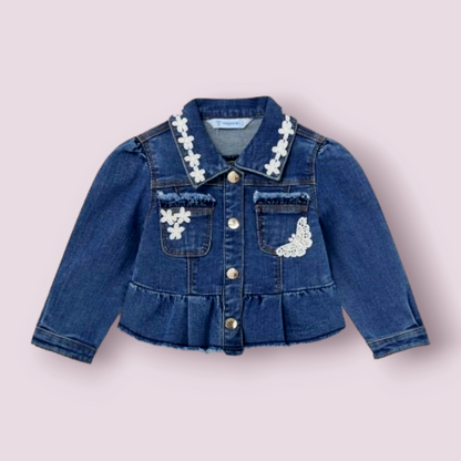 Mayoral Age 12 Months Soft Denim Ruffle Jacket 1434