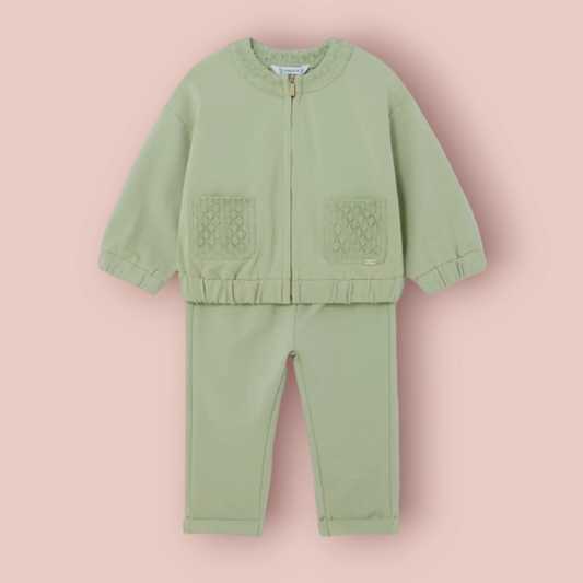 Mayoral Girls Age 12 Months Avocado Green Jogging Suit 1842-81