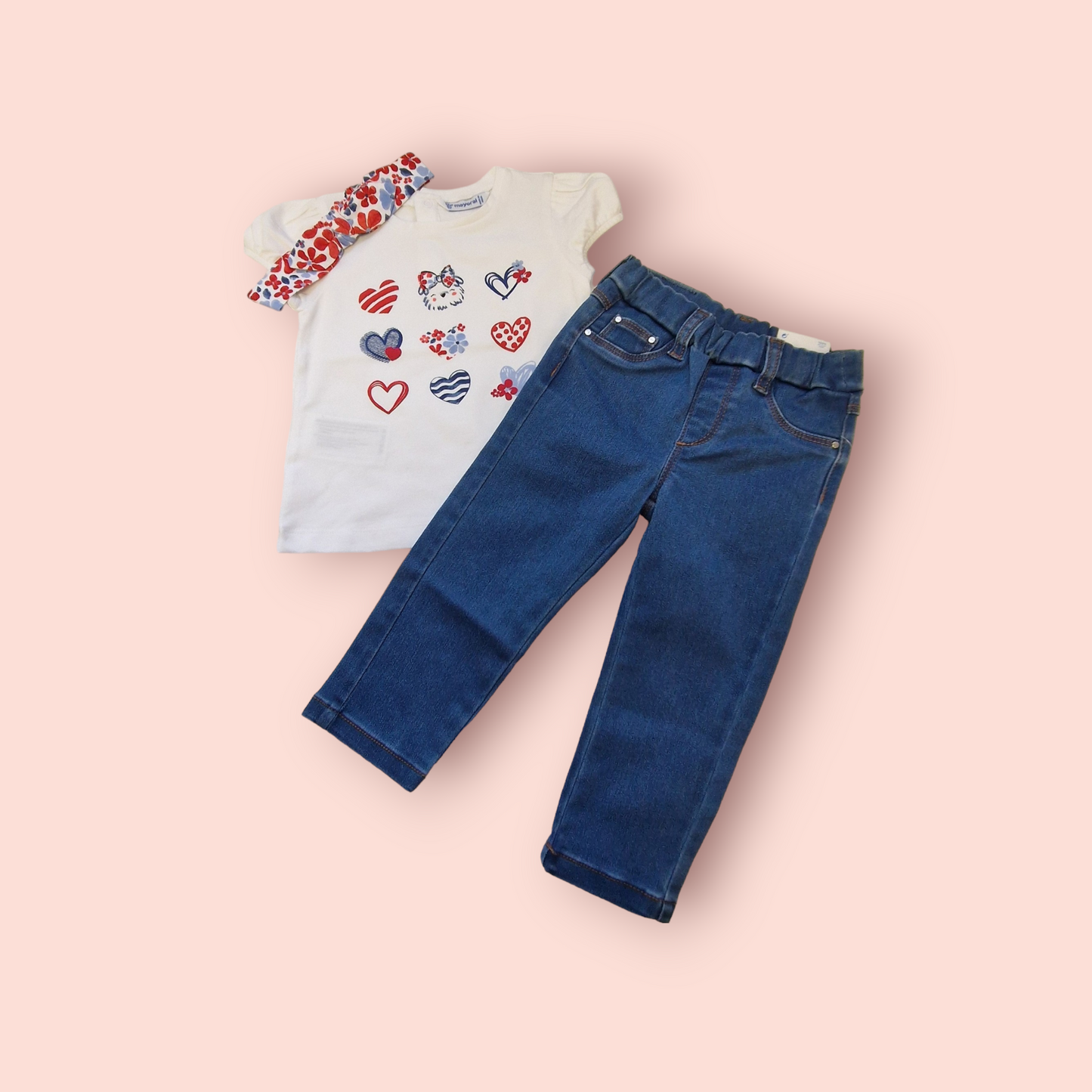 Mayoral Girls Age 12 Months Stretch Jeans/Jeggings  & Top Set