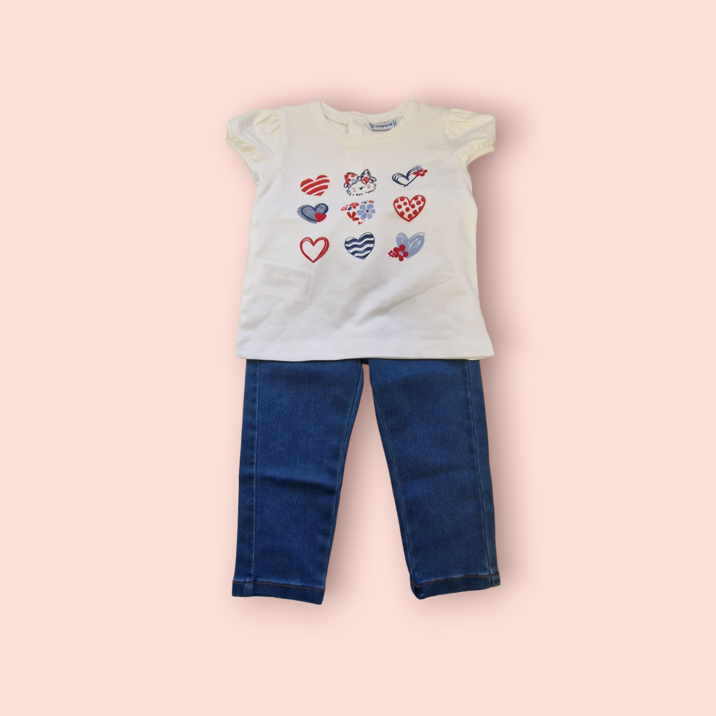 Mayoral Girls Age 12 Months Stretch Jeans/Jeggings  & Top Set