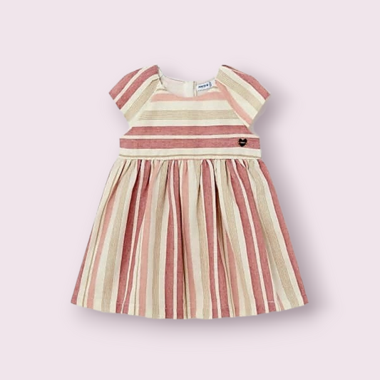 Mayoral Girls Age 12 Months Striped Linen Blend Dress