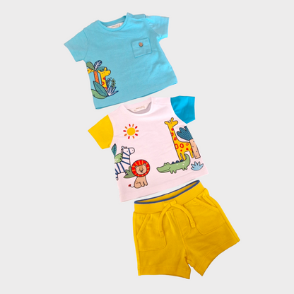 Mayoral Newborn Boys Three-Piece T Shirts and Shorts Set 1002-94