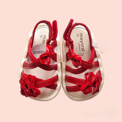 Mayoral Red Sandals With Bows  First Size Shoes (15)