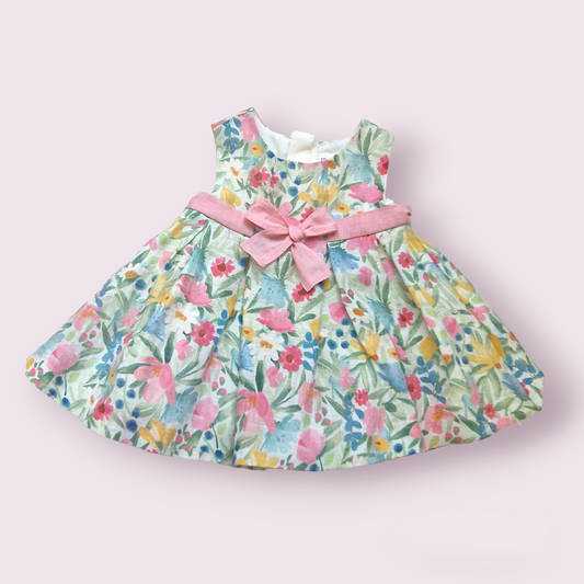 Mayoral Newborn Girls Floral Linen Dress 1819-47