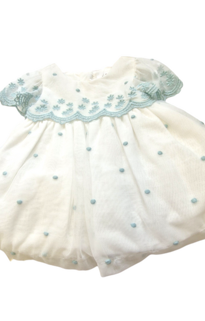 Mayoral Newborn Girls Embroidered Tulle Dress With Nappy Cover 1826-55