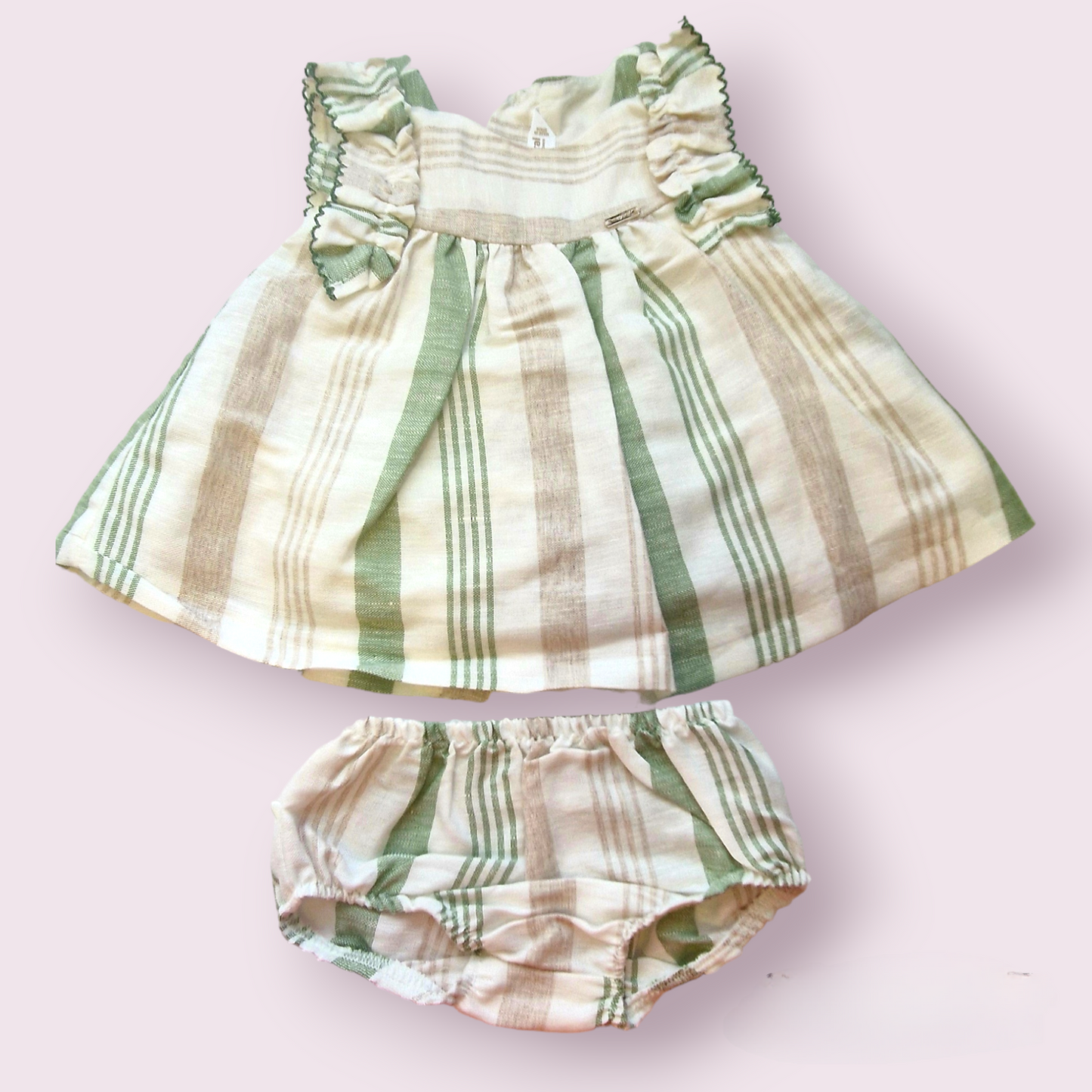 Mayoral Newborn Girls Striped  Dress with Nappy Pants 1829-60